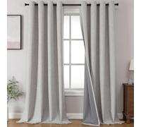 Joydeco Paneles de Cortinas Opacas para Dormitorio, Aislamiento térmico para oscurecer la habitación, 2 Paneles de Cortina de Lino sintético para Sala de Estar, Ojales Superiores (52 x 95 Pulgadas,