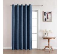 Joydeco Tamaño Personalizado 100% Cortina Opaca Salon Dormitorio con Ojales 1 Pieza Azul Real, Cortina de Aspecto Lino Termica Aislante Frio y Calor con Capa Posterior Revestida