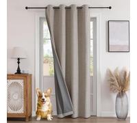 Joydeco Tamaño Personalizado 100% Cortina Opaca Salon Dormitorio con Ojales 1 Pieza Color Lino, Cortina de Aspecto Lino Termica Aislante Frio y Calor con Capa Posterior Revestida