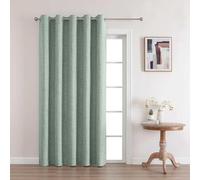 Joydeco Tamaño Personalizado 100% Cortina Opaca Salon Dormitorio con Ojales 1 Pieza Verde Salvia, Cortina de Aspecto Lino Termica Aislante Frio y Calor con Capa Posterior Revestida