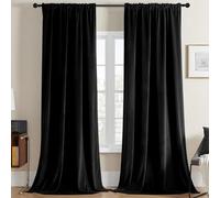 Joydeco Termicas Aislantes Frio y Calor Cortinas, Ancho 132 x Alto 160, 2 Piezas Terciopelo Cortinas Opacas, Cortinas Dormitorio Salon Modernas Habitacion, Cortina Antiruido, Negro