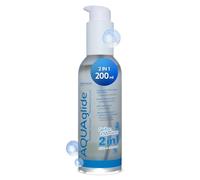 JOYDIVISION AQUAglide 2 en 1, 200ml, gel lubricante y de masaje a base de agua, lubricante transparente e inodoro, sin aceite y compatible con preservativos de látex