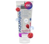 JOYDIVISION AQUAglide frambuesa 100 ml, lubricante vegano a base de agua con un sensual aroma a frambuesa, lubricante cristalino apto para preservativos de látex, pH optimizado