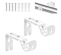 JoyEcho - Soporte de barra de cortina ajustable, 2 soportes de pared ajustables, soporte para barra de cortina, compatible con barras de cortina de un diámetro máximo de 20 mm a 25 mm (blanco)