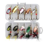 Joyeee 10 Piezas Spinners de Pesca con Caja de Cebo, Fishing Lures Spinners Baits Spoon Set con Anzuelo de Pescado, Kit Señuelosde Cucharilla de Pesca para Lucio Perca Trucha