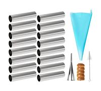 Joyeee 19 moldes de Cannoli, Cannoli Molde Tubos, Juego de Moldes de Cuerno de Crema Moldes de Acero Inoxidable de Cannoli Molde para Croissants, Pasteles, Pan