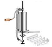 Joyeee 2.5 LB Embutidora de Salchichas Manual, Vertical Máquina para Embutidos de acero inoxidable con 4 tubos de llenado, para Hacer Chorizo Hot Dogs Bratwurst Tanto para Uso Doméstico como Comercial