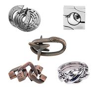 Joyeee 5 Piezas Brain Teaser Rompecabezas de Alambre de Metal, Mind Game IQ Test Unlock Toy, Interlock Challenge Puzzle Game Juguete Educativo Regalo para niños Niñas Adolescentes Adultos, #B