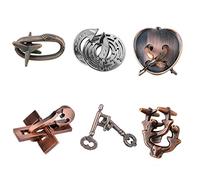Joyeee 6 Piezas Brain Teaser Rompecabezas de Alambre de Metal, Mind Game IQ Test Unlock Toy, Interlock Challenge Puzzle Game Juguete Educativo Regalo para niños Niñas Adolescentes Adultos, #B
