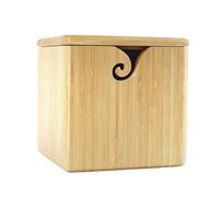 Joyeee Joyce Cuenco de bambú extra grande para lana con tapa, caja de tejido XL para guardar bolas de lana grandes, cuenco de crochet hecho a mano para esposa, mamá, abuela, 7,7 pulgadas