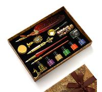 Joyeee Juego de bolígrafos de inmersión de plumas, juego de bolígrafos vintage y sellos de cera de sellado, juego completo de caligrafía para principiantes escritura, suministros de dibujo y arte #85