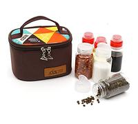 Joyeee Kit de Especias para Camping - 3 Botellas Líquidas de 2.7 Onzas y 3 Mini Tarros de 3.3 Onzas con Bolsa de Viaje, Plástico PET Seguro