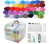 Joyeee Kit de fieltro de aguja, kit de bricolaje para principiantes con 40 colores de lana, estuche de almacenamiento, suministros de herramientas de fieltro, tijeras, decoración del hogar