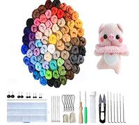 Joyeee Kit de fieltro de agujas, con lana de 72 colores, funda de almacenamiento, mango de madera, tijeras, protectores de dedos de cuero, perfecto para manualidades, decoración del hogar de animales