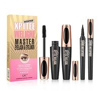 Joyeee Mascara Eyeliner Set, 4D Silk Fiber Eyelash Mascara y Liquid Eyeliner, Pestañas voluminosas más gruesas, Kit de maquillaje de ojos resistente al agua a prueba de manchas de larga duración(05)