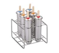 Joyeee Molde de paletas de acero inoxidable, bandeja de paletas de hielo, molde de hielo para hacer helados, moldes para hacer helados, pasteles y batidos de frutas (juego de 6) #6