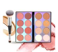 Joyeee Paleta de maquillaje resaltador de contorno colorete, paleta iluminadora facial todo en uno de 16 colores con brocha de maquillaje, larga duración, kit de polvo de maquillaje profesional