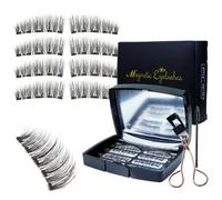 Joyeee Pestañas Postizas Magneticas, 4pairs Pestañas Postizas Naturales 3D Extensiones Reutilizable Lashes Pelo Efecto con Aplicador, Lifting Pestañas Accesorios de Kit Regalo para Niña Mujer