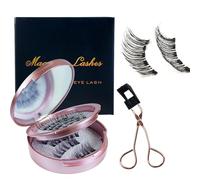 Joyeee Pestañas Postizas Magneticas, 4pairs Pestañas Postizas Naturales 3D Extensiones Reutilizable Lashes Pelo Efecto con Aplicador, Lifting Pestañas Accesorios de Kit Regalo para Niña Mujer