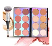 Joyeee Professional Makeup Paleta de Blush Highlight & Contour con Pincel, Kit de Colorete en Polvo, Maquillaje de Belleza Facial Profesional
