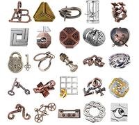 Joyeee Rompecabezas Metal, Brain Teaser Puzzle Desbloqueo Enclavamiento Desenreda Juego IQ Entrenamiento, Juguetes de Educativa Inteligencia para Adultos y Niños Challenge, Dificultad Alta - 25Pcs A