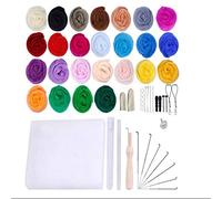 Joyeee Suministros de fieltro de aguja para principiantes, 25 colores kit de ganchillo de lana de fieltro con cunas, espuma de alta densidad, regalo de cumpleaños y dia del niño