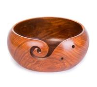 Joyeee Tazón de hilo de madera más grande, accesorios y suministros de almacenamiento para tejer, soporte de hilo para tejer y hilados de ganchillo, cuenco hecho a mano, 20 cm/7.8 pulgadas