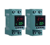 JOYELEC 2 Piezas Protector Sobretensiones， Dispositivo Ajustable Subtensión Estabilizador Voltaje AC230V 63A 2P, Restablecimiento Automático, Protección Sobrecorriente,con Luz LED y Pantalla Voltaje