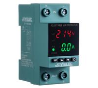 JOYELEC Protector de sobretensión y subtensión, estabilizador de voltaje, dispositivo de protección contra sobretensiones AC230V, relé de reinicio ajustable, voltímetro 63A, protección