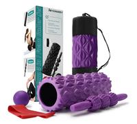 Joyenergy Juego de rodillos de espuma 5 en 1 para masaje de tejidos profundos, alivio del dolor muscular, movilidad mejorada, rodillo de espalda de alta densidad para todo el cuerpo, alivia el dolor