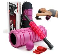 JOYENERGY Juego de rodillos de espuma 5 en 1, rodillo de espuma de punto de activación patentado, palo de masaje, bola de masaje, banda de resistencia para masaje muscular profundo, pilates, yoga,