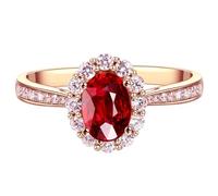 Joyería anillo de alianza para mujer, oro rosa de 18 quilates, rubí creado en laboratorio rubí sangre de paloma natural de 0,55 quilates, talla sólida no chapada moda para novias San Valentín, joyas
