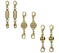Joyería Cierres para Collares y Pulseras Magneticos,Broche de Langosta Magnético,Broche de Collar de Joyería Magnética,para DIY Bisutería Pulsera Collar,Tres Estilos Diferentes (6 Piezas,Dorado)