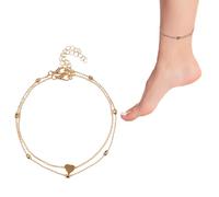 Joyería Colgante Corazón Encanto - Colgante Corazón Boho Anklet | Cadena De Tobillo Colgante De Corazón, Pulsera De Tobillo En Forma De Corazón 21x2x0.5cm, Pulseras De Verano De Moda, Tobillos Do, Se