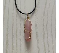 Joyería Colgante De Piedra Natural Envoltura De Alambre Bala Hexagonal Amatistas Collar De Cristal De Cuarzo Péndulo,piedra De Cuarzo Rosa