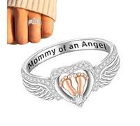 Joyería con alas de ángel para mamá: conmemorativo con forma de corazón, elegante banda con huella, exquisita pieza conmemorativa | Simpatía Recuerdo Pérdida Recuerdo Duelo Niño Afligido Madre