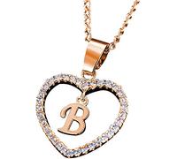 Joyería de aniversario de boda de San Valentín 26 letras del alfabeto A a Z colgante corazón inicial zirconia cúbica collar mujer, regalo para mujer collar niño - dorado diseño atractivo