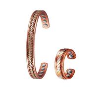 joyería de artritis de terapia magnética para hombres y mujeres, pulseras y anillos de terapia de campo magnético de drenaje linfático, alivia eficazmente la artritis y el dolor del túnel carpiano (F)