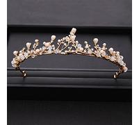Joyería de cabello tiaras de corona para mujeres vintage de oro hecha a mano Crown tocado de novia perla dhinestone wedding princess corona accesorios para el cabello nupcial accesorios de joyería