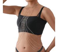 Joyería De Cadena De Cuerpo Cruzado Collar Aleación Oro Múltiples Capas Múltiples Capas Para Mujeres Fiestas Partidas Ropa Playa Cadena Cofre Largo Para Mujeres