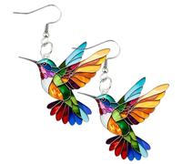 Joyería De Declaración Inspirada En La Naturaleza Para Mujeres,Pendientes Vibrantes Colgantes Colgantes: Accesorios De Caída De Pájaros Acrílicos, Coloridos Aretes Boho De Tema Animal