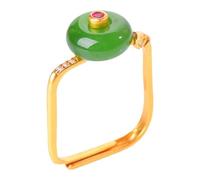 Joyería de jade natural Hetian único y ajustable, accesorio de fiesta para mujer, llamativo accesorio cuadrado elegante de jade