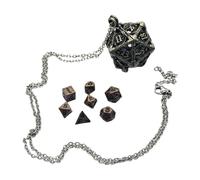 Joyería de juego de mesa, dije hueco de 3 x 3 x 3 cm con 7 dados en miniatura, pieza geométrica de metal, símbolo de de oportunidad, regalo único para jugadores y eventos sociales