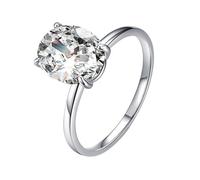 Joyería de plata Anillo para mujer de oro blanco 9K/14K Au375/Au585 8X10mm Moissanite para Lesbiana Madre, 46.5, Oro blanco de 14 quilates, Moissanita