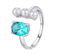 Joyería de plata hermana anillo de oro gris 9K/14K Au375/Au585 6X8mm zirconia cúbica para lesbiana esposa, 57.5, Oro blanco de 14 quilates, Zirconia cúbica