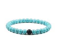Joyería del Encanto Pulsera de Piedras Preciosas, Pulseras con Cuentas, Pino Azul Natural, Negro, Cuentas de Piedra Mate, brazaletes, Pulsera de Cristal elástico, joyería de Cristal Reiki for Hombres