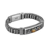 Joyería del encanto Pulsera de plata de ley S925 giratoria Feng Shui PIXIU for hombres/mujeres, atraer dinero de riqueza y buena suerte/pulsera de rueda de oración tibetana, joyería budista, retro nos