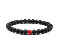 Joyería del encanto Pulseras de abalorios, pulseras de abalorios, pulseras de cuentas de piedra de pino rojo mate negro natural, brazaletes de cristal elástico, joyería de cristal de Reiki for hombres