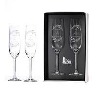 JOYERIA EL FARO | Copas grabadas para novios | Copas personalizadas para bodas | Cristal de Bohemia de alta resistencia | Estuche premium incluido | Brinda y celebra el amor (Ramitas)