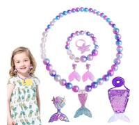Joyería En Forma De - Kit De Collares De Pulseras Con Pendientes De Cuentas Para Niñas Princesa, 7 Piezas De Pulseras De Colores Para Niños | Elástico Para Fantásticas Ideas De Regalo Para Bambi